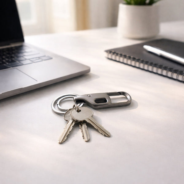 push lock metal keychain