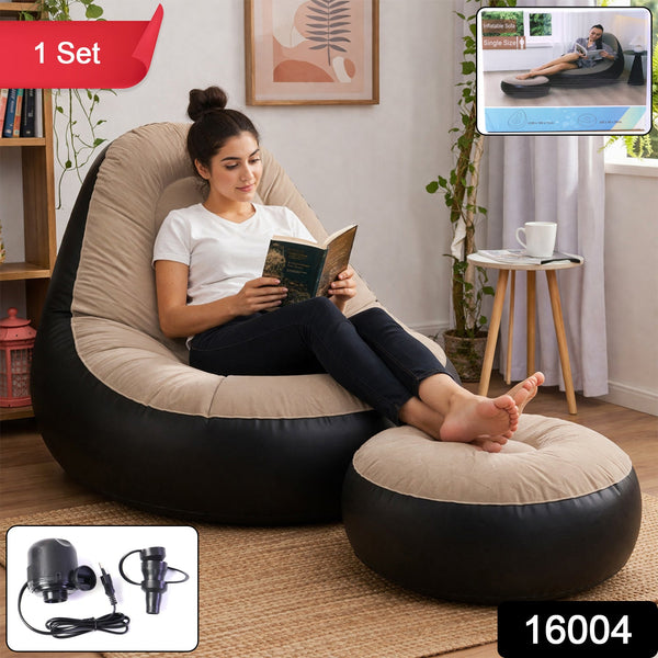 Inflatable Air Sofa Chair Set (1 Set, 100x100x73 + 55x55x30 Cm)