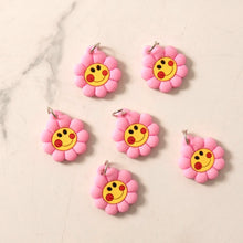 Cute Smiley Flower Shape Bag Charm Keychain Set (10 Pc)