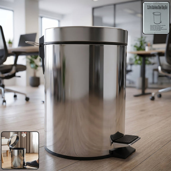 Premium Stainless Steel Pedal Dustbin with Close Lid (1 Pc,3 Ltr)